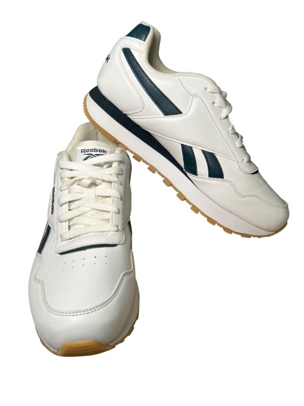Reebok Classic Leather Sneakers White Navy Mens Sz 11.5 Comfort Walking Support